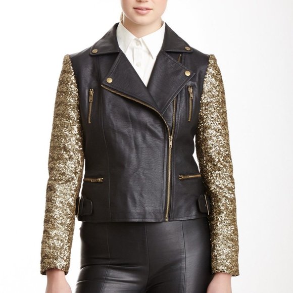 NWOT Romeo & Juiet Couture sequin moto jacket -M - Picture 1 of 7